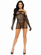 Hardcore Net Tube Dress with Gloves (Black) – One Size Lingerie Set > Clothes > Dresses and Chemises