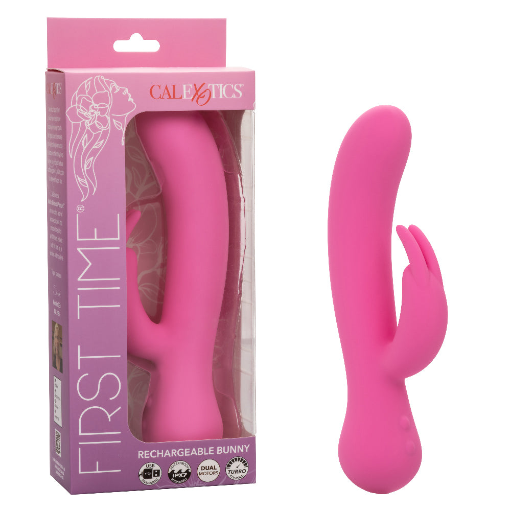 First Time Rechargeable Pink Bunny Rabbit Vibrator with Dual Stimulation Pink VIBRATORS-RABBIT