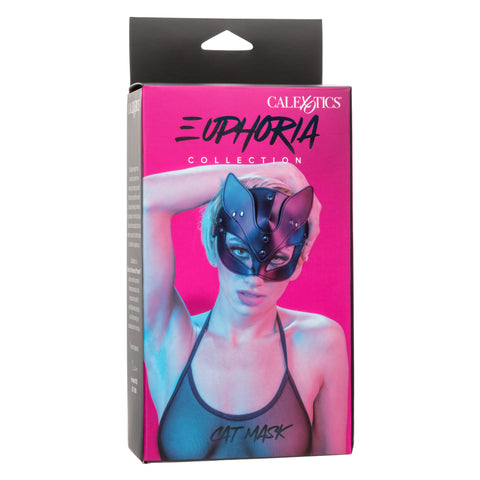 Euphoria Collection Black Cat Mask with Velvet Interior and Adjustable Buckle Closure, 25 Inch Maximum Circumference Costumes