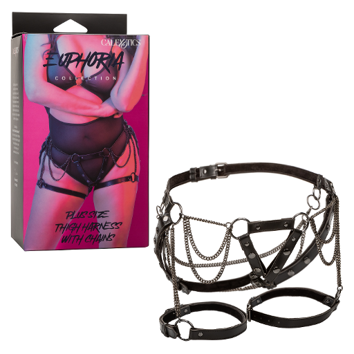 Euphoria Collection Plus Size Black Thigh Harness With Chains and Adjustable Straps > Dildos > Strap On Harnesses
