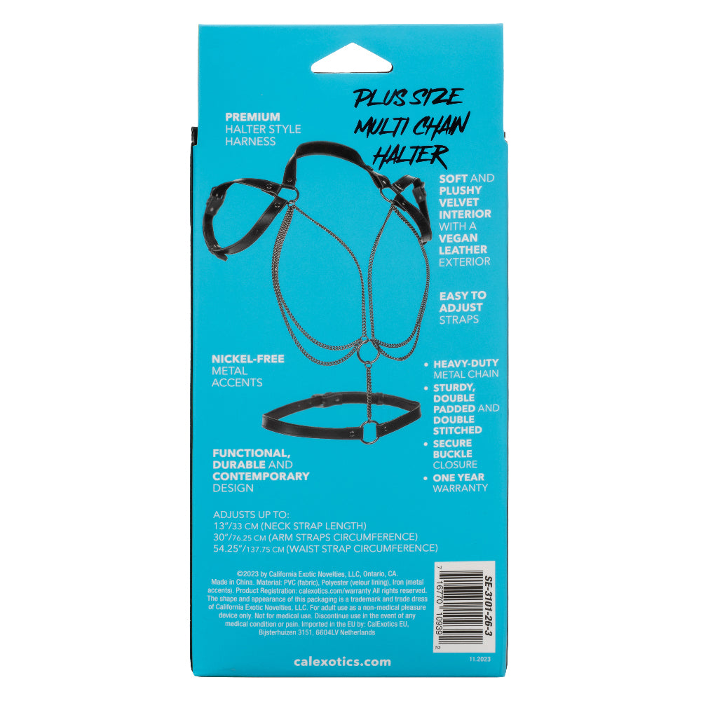 Euphoria Collection Plus Size Multi Chain Halter Harness with Vegan Leather and Velvet Interior > Clothes > Womens Harnesses