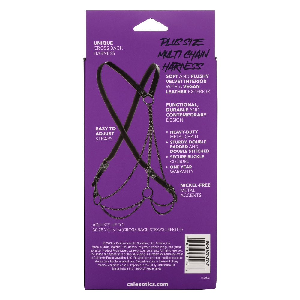 Euphoria Collection Plus Size Multi Chain Harness with Velvet Interior and Vegan Leather Exterior Womens Harnesses