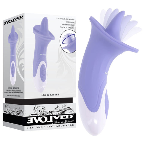 Evolved Lix and Kisses Purple Rechargeable Flicking Tongue Stimulator STIMULATORS