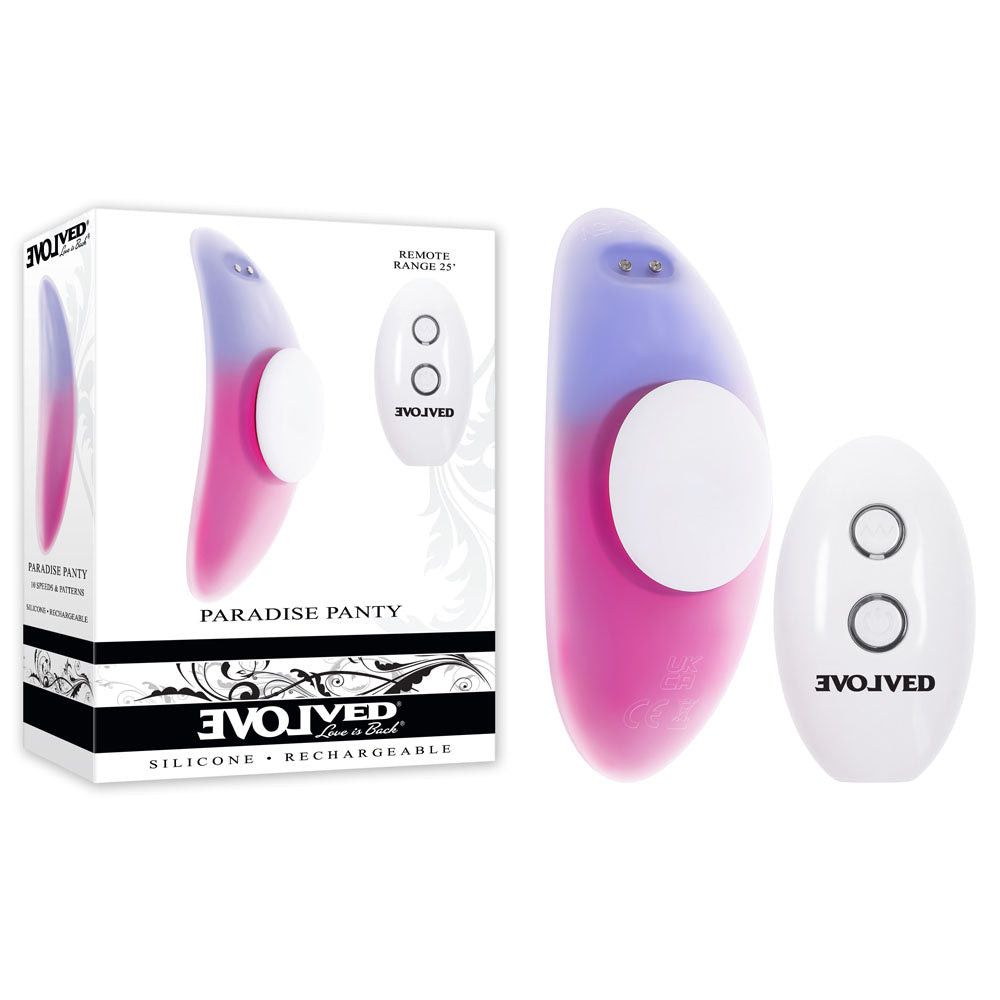 Evolved PARADISE PANTY 10.7cm Pink/Purple USB Rechargeable Vibrator Panty Vibrators