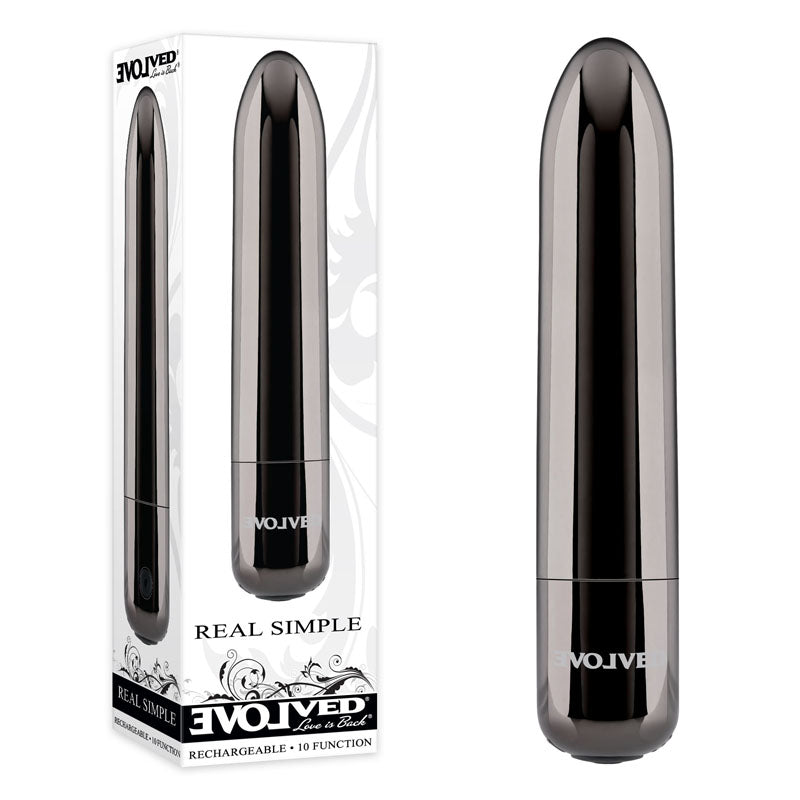 Evolved Real Simple (Black) – USB Rechargeable 10 cm Bullet Vibrator Black > Vibrators > Mini Vibrators