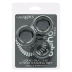 Alpha Stamina Set Black 3 Pack Liquid Silicone Ring Black > Cock Ring > Sets