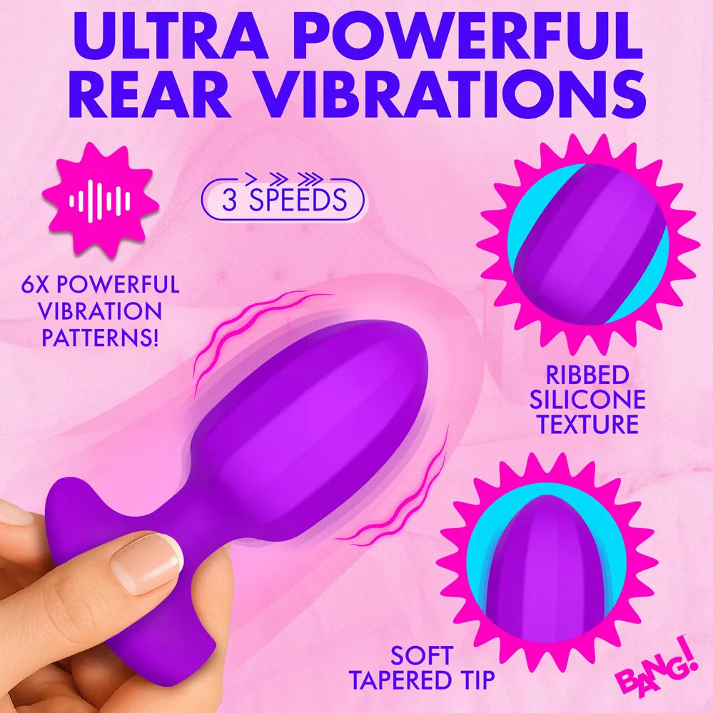 Bang! Ribbed Vibrating Silicone Butt Plug – Rechargeable Anal Vibrator > Anal Range > Vibrating Butt Plugs