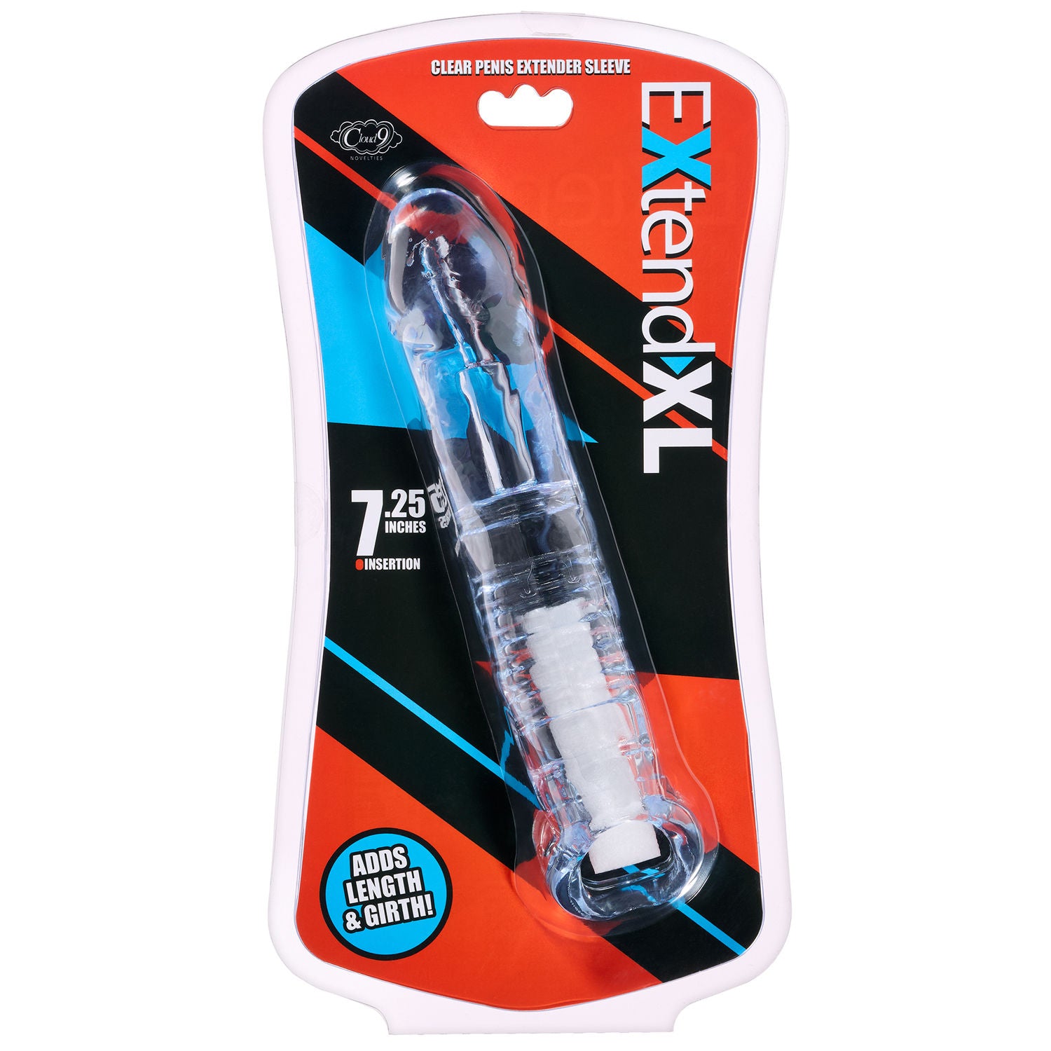 Cloud 9 Novelties Extend XL Clear Penis Sleeve 7.25 Inch with Balls Strap Sleeve > Sex Toys For Men > Penis Sleeves Main image