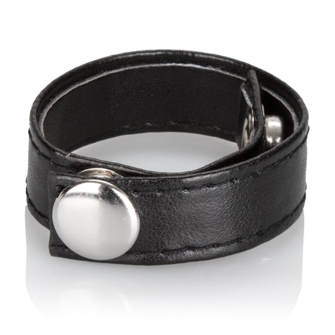 Adjustable Black Leather 3-Snap Cock Ring with Nickel-Free Snaps Mens Leather
