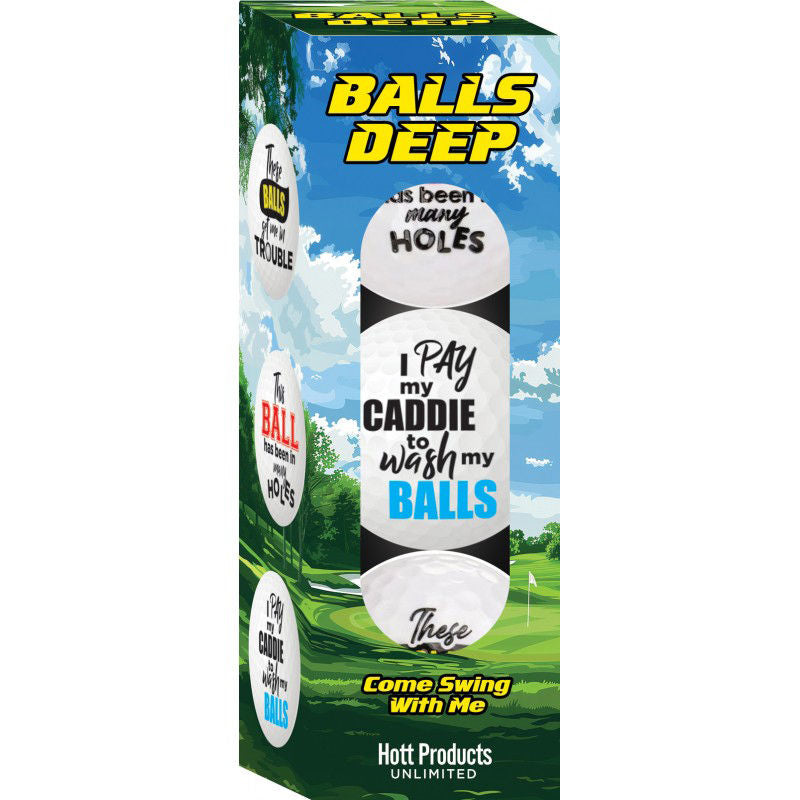 Balls Deep Funny Slogan Golf Balls 3 Pack Novelty Golf Balls White Bachelor & Bachelorette Items