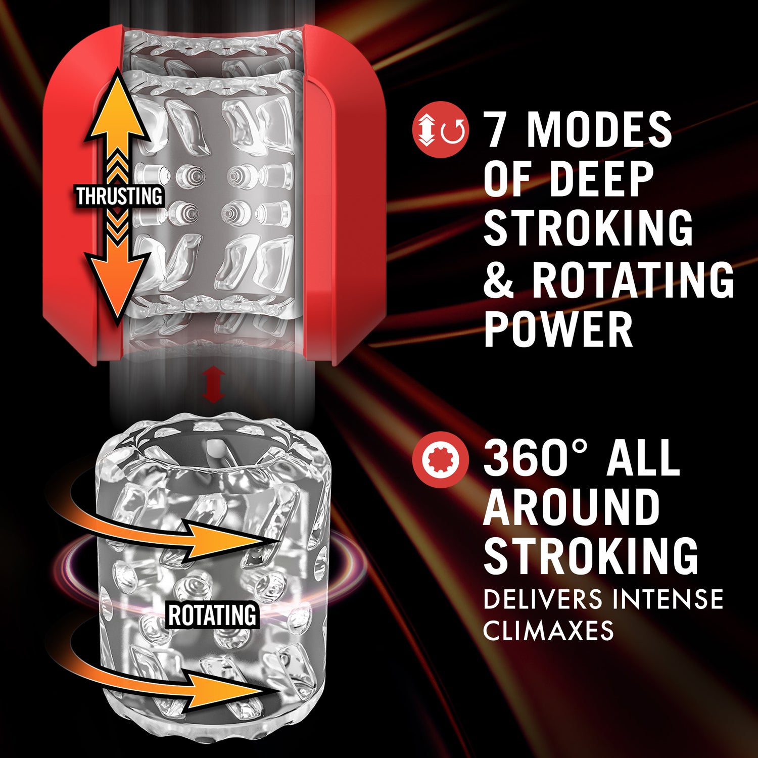 M for Men Slambox Male Masturbator with 7 Rotation Modes Red Red > Sex Toys For Men > Masturbators > Vibrating