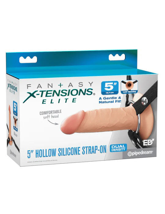 Fantasy X-Tensions Elite 5 Inch Silicone Hollow Strap-On Toy Beige Dildos & Dongs