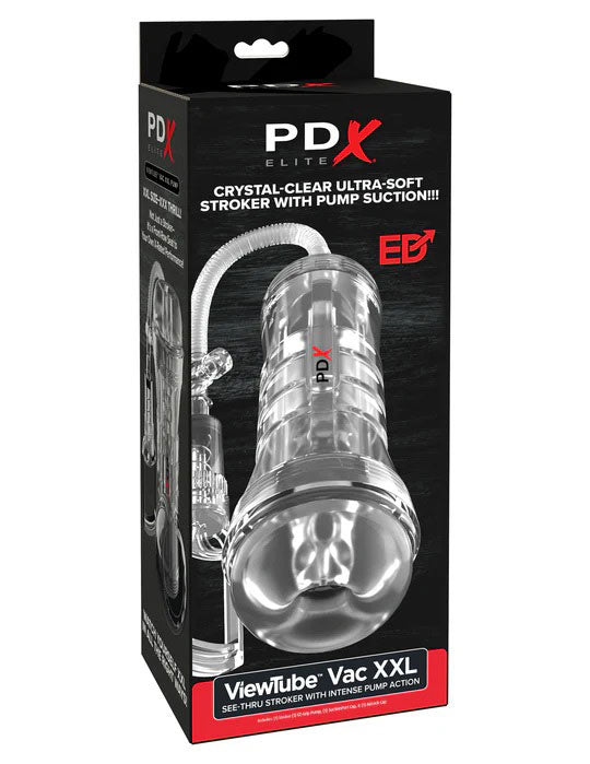 Pdx Elite Viewtube Vac XXL (Clear) – See-Through Ez-Grip Pump Stroker Clear > Sex Toys For Men > Masturbators > Manual