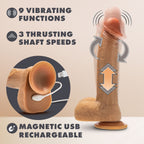 Dr Phillips 8.5 Inch Tan Silicone Thrusting Dildo with Remote > Dildos > Thrusting Dildos