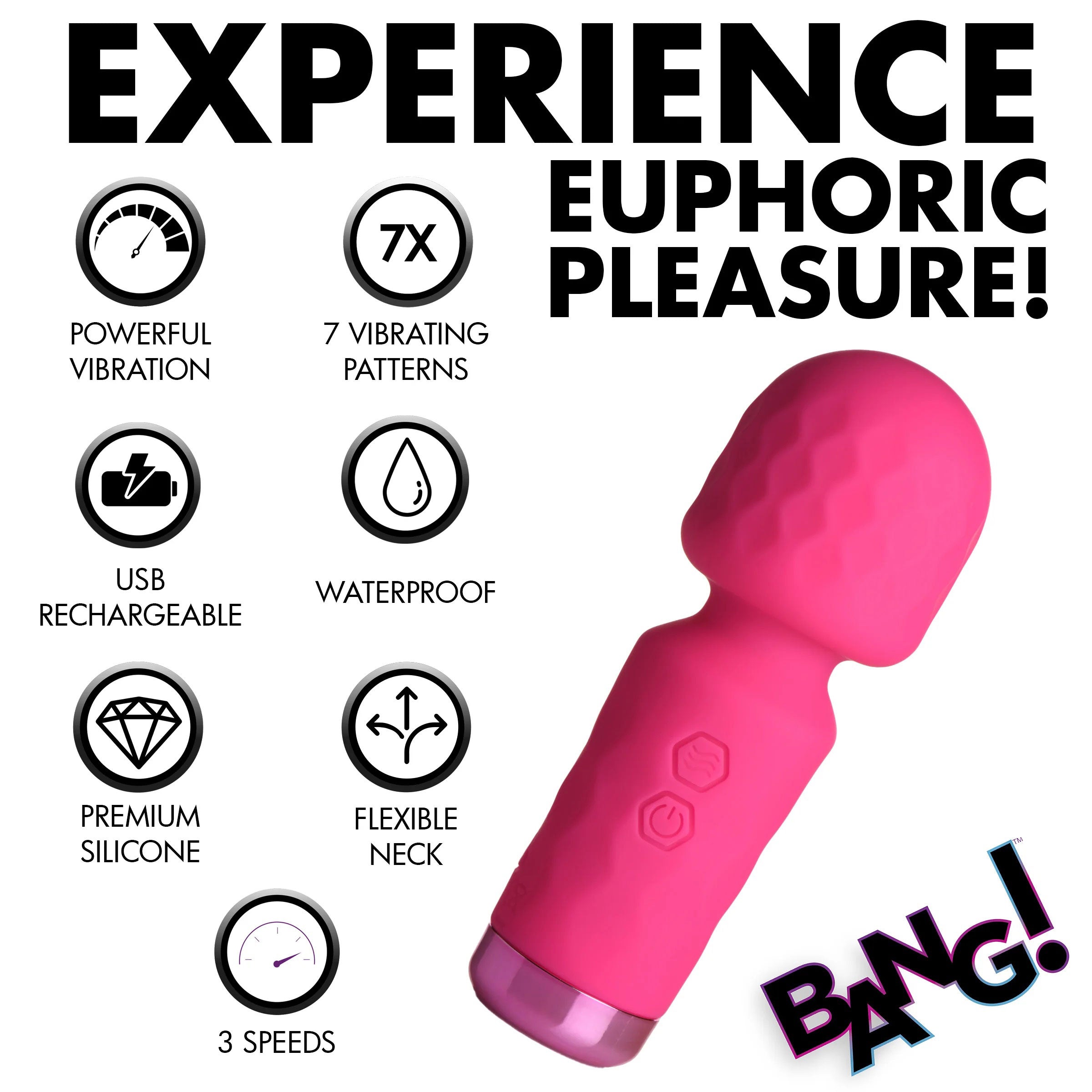 Bang 10X Mini Silicone Wand Pink 4.5 Inch Flexible Neck > Sex Toys > Mini Massagers