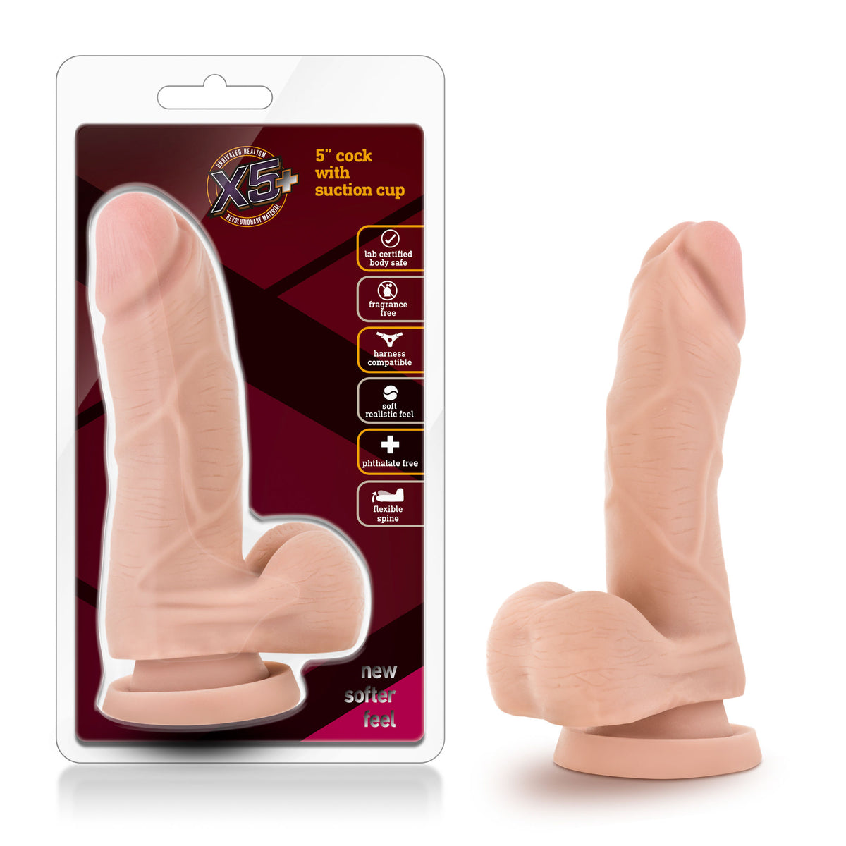 Blush X5 5 Inch Realistic Suction Cup Dildo for Adults Beige Dongs Realistic