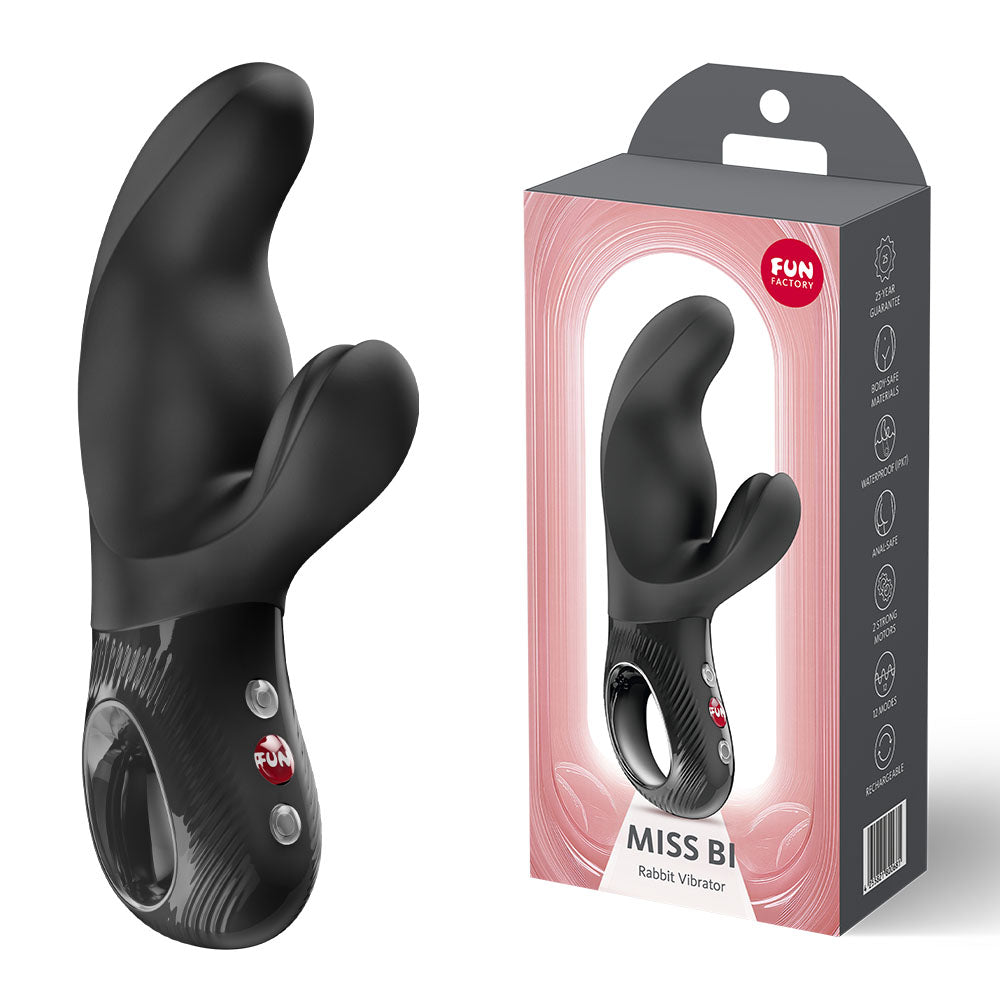 Miss Bi (Black) – Waterproof Dual Rabbit Vibrator Black > Vibrators > Ladies > Rabbit