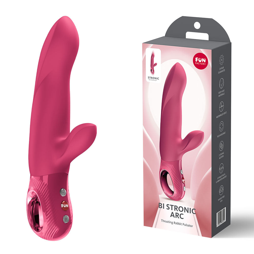 Fun Factory Bi Stronic Arc 21.6 cm USB-C Thrusting Vibrator Red > Vibrators > Ladies > Rabbit