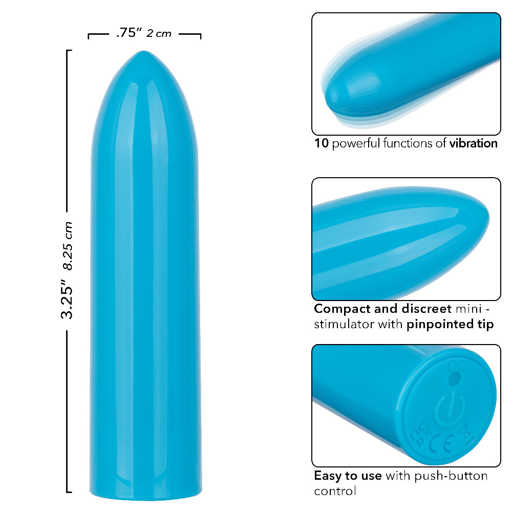 Turbo Buzz Classic Blue Bullet Vibrator Waterproof Rechargeable BULLETS