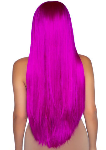 33 Inch Long Straight Center Part Synthetic Wig Raspberry Wigs