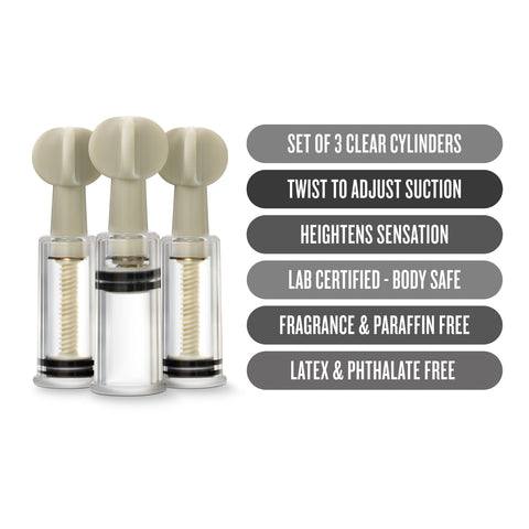Temptasia Nipple and Clit Twist Suckers 3 Piece Set for Enhanced Sensitivity PUMPS