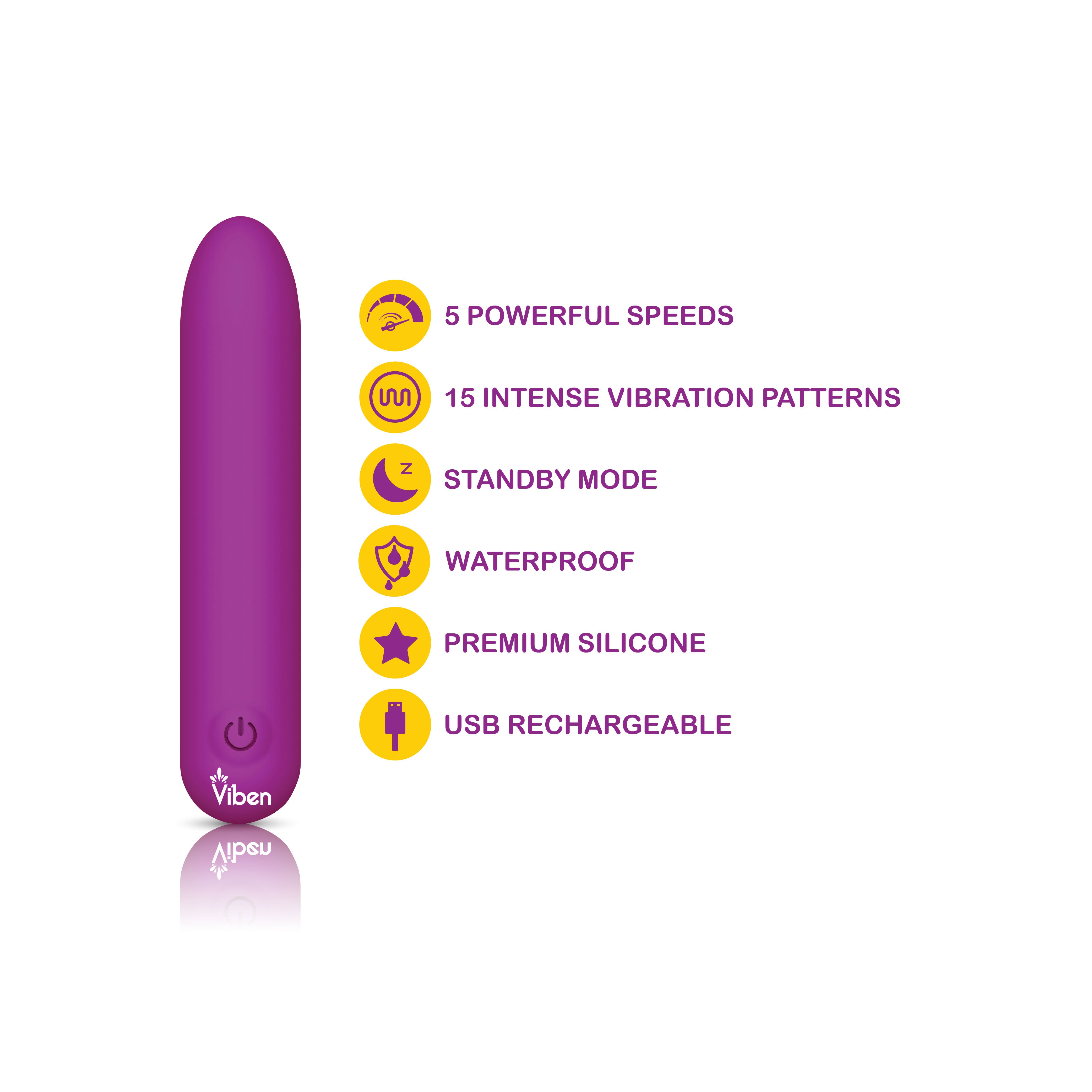 Bombshell 5 Speed 9.5cm Usb Mighty Bullet Vibrator Berry BULLETS