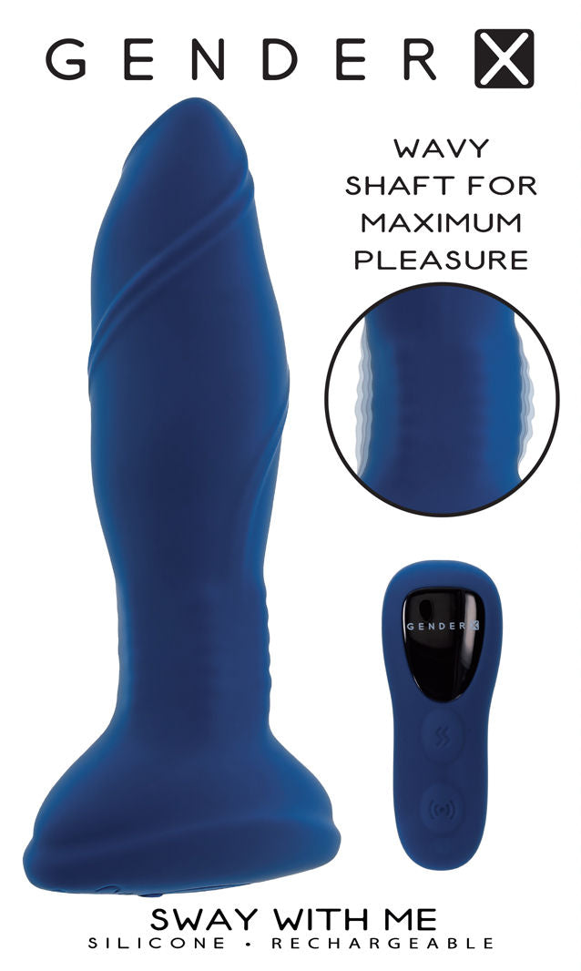Sway With Me Navy Blue Vibrating Anal Plug With Spiral Texture Butt Plugs