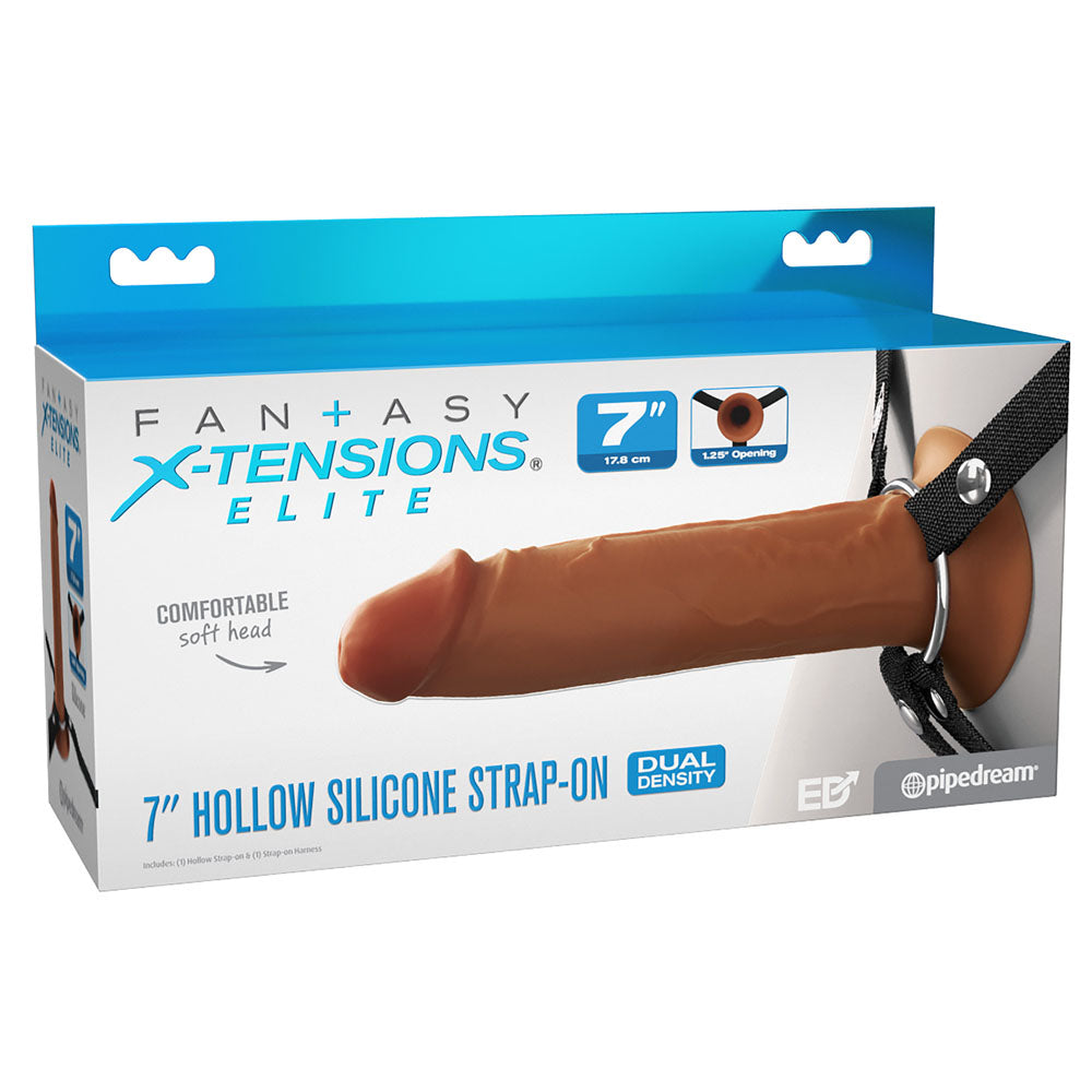 FX Elite 7 Inch Silicone Hollow Strap On in Tan STRAP-ONS