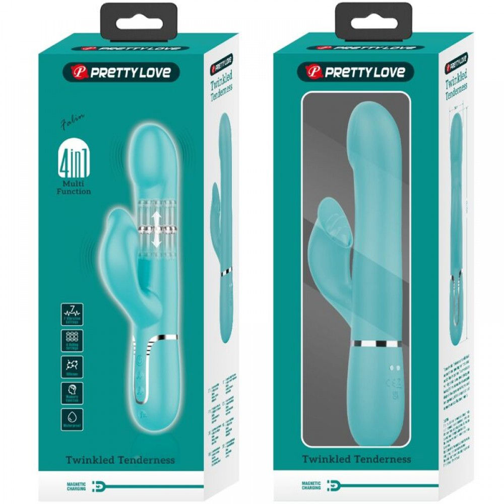 Pretty Love Twinkled Tenderness 9" Rabbit Vibrator 4 in 1 Turquoise > Vibrators > Ladies > Rabbit