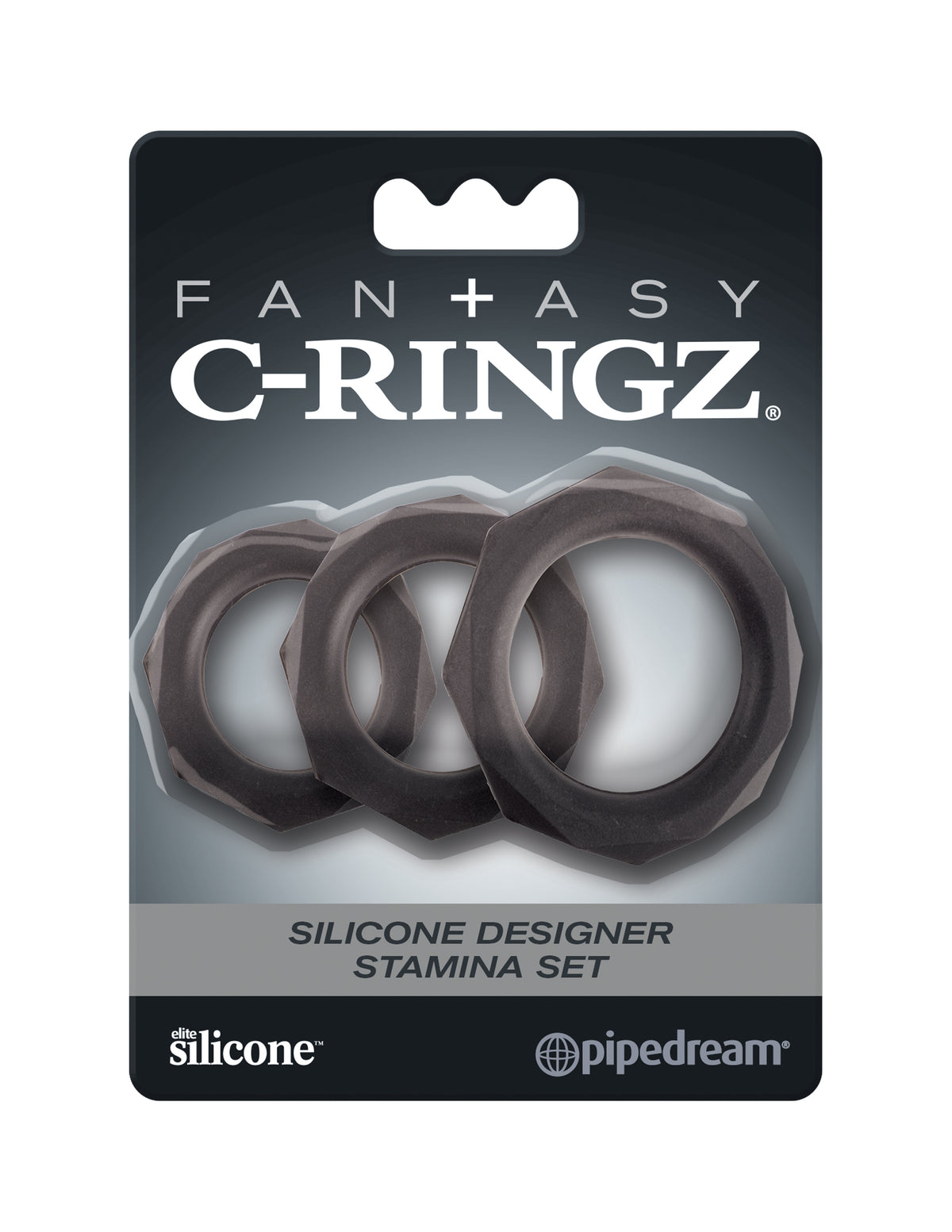 Fantasy C-Ringz Silicone Designer Stamina Set Black Cock Rings Set of 3 Sizes > Cock Ring > Sets