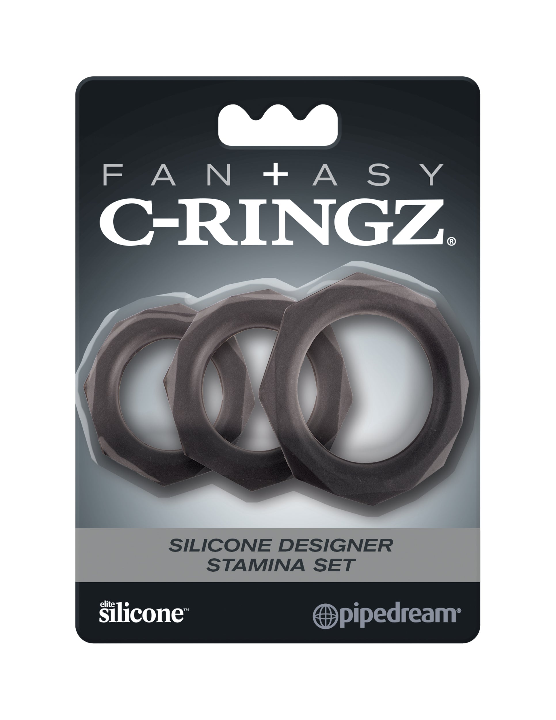 Fantasy C-Ringz Silicone Designer Stamina Set Black Cock Rings Set of 3 Sizes > Cock Ring > Sets