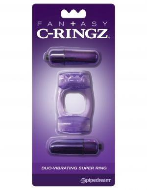 Fantasy Duo Vibrating Cock Ring in Purple for Couples Fun Cock Rings Vibrating