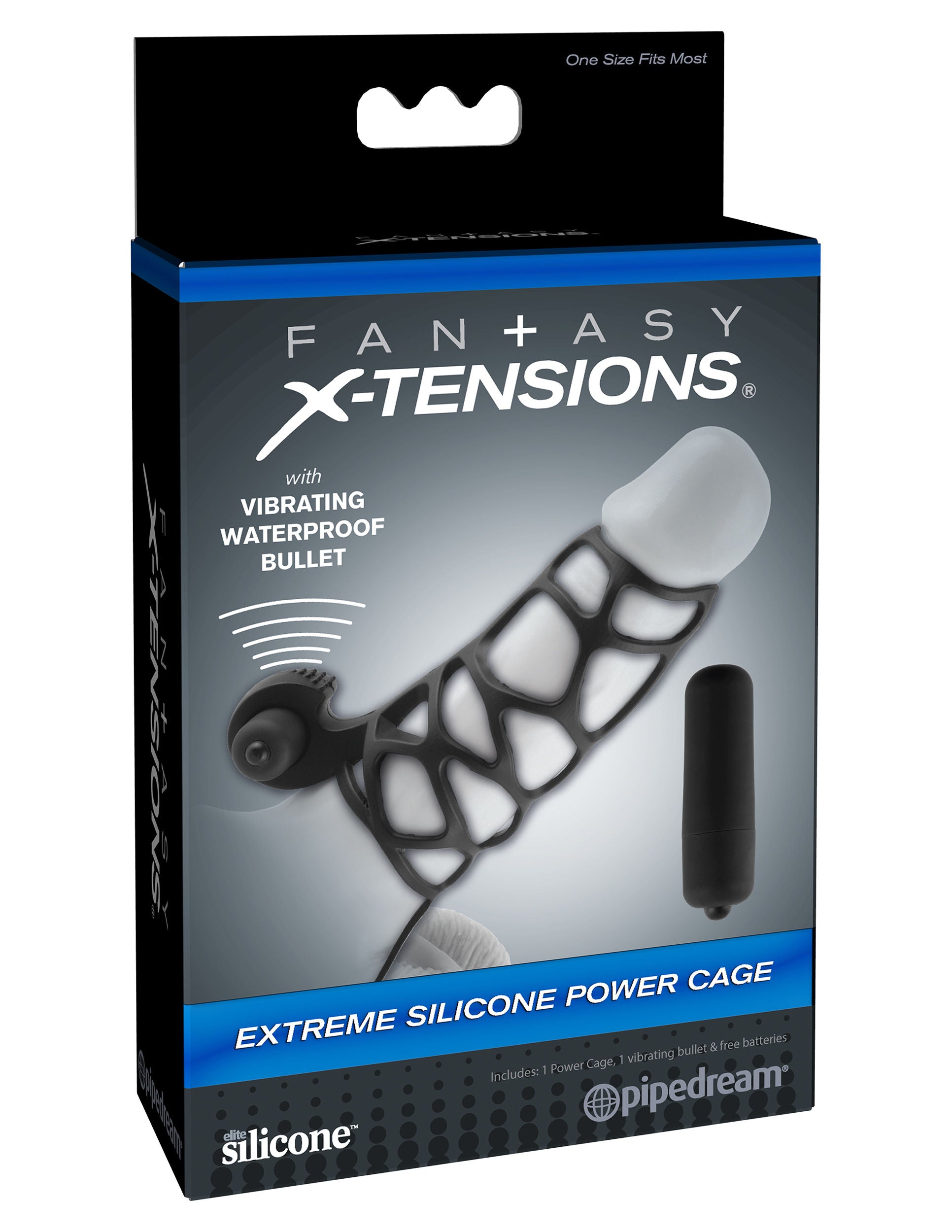 Fantasy Extreme Silicone Power Cock Cage with Ball Strap Black Cages