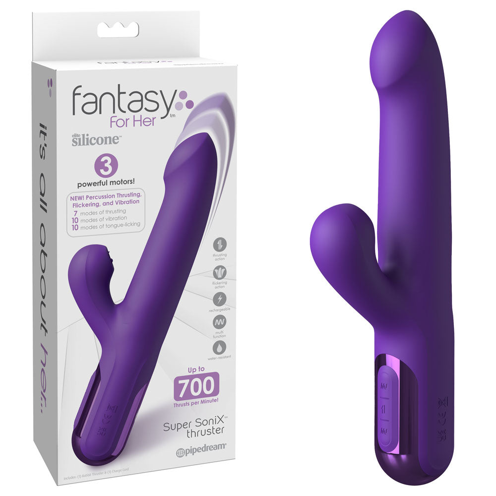 Fantasy For Her Super SoniX Thruster – 8.7 Inch USB Rechargeable Rabbit Vibrator > Vibrators > Ladies > Rabbit