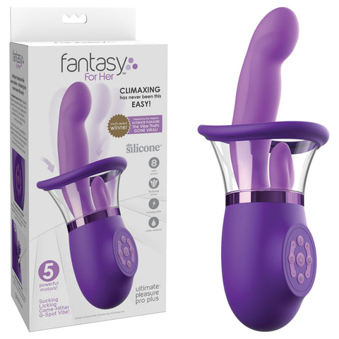 Fantasy For Her Ultimate Pleasure Pro Plus USB Rechargeable Sucking Licking and Flicking Vibrator Suction Stimulator