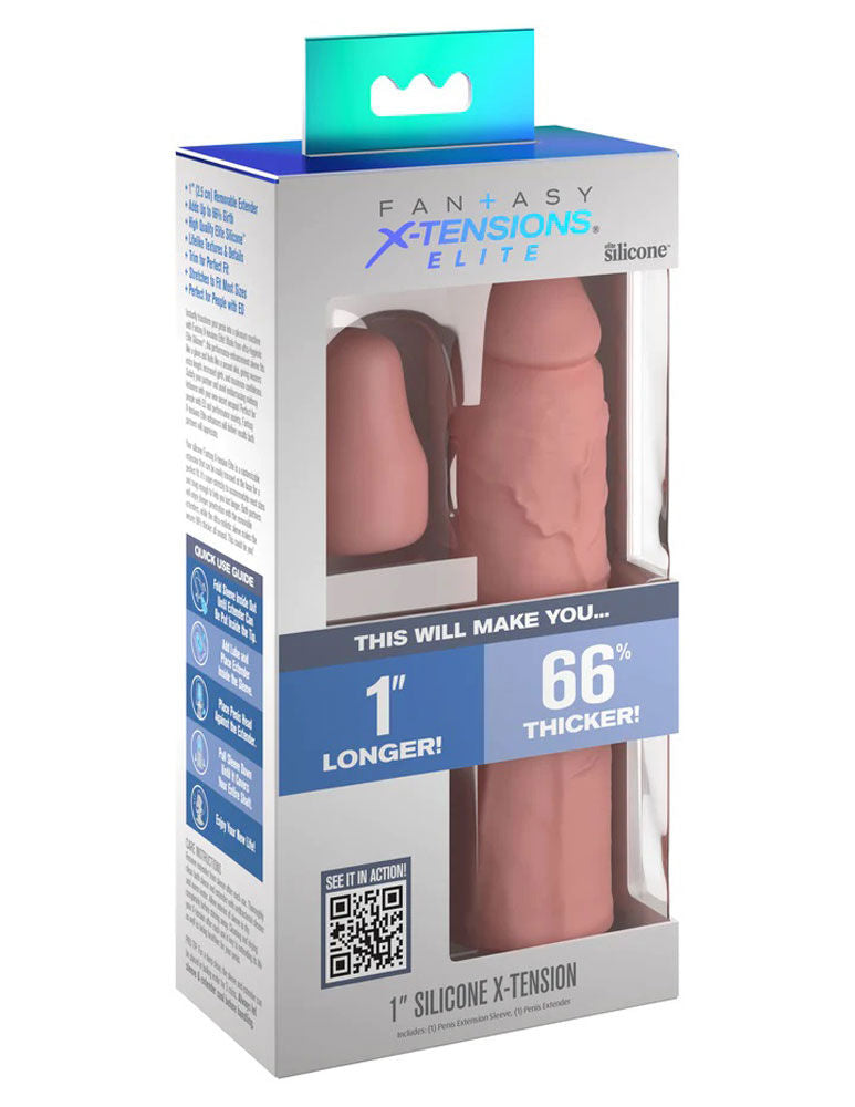 Fantasy X-Tensions Elite Sleeve – 7 Inch Silicone Sleeve with Plug > Sex Toys For Men > Penis Sleeves