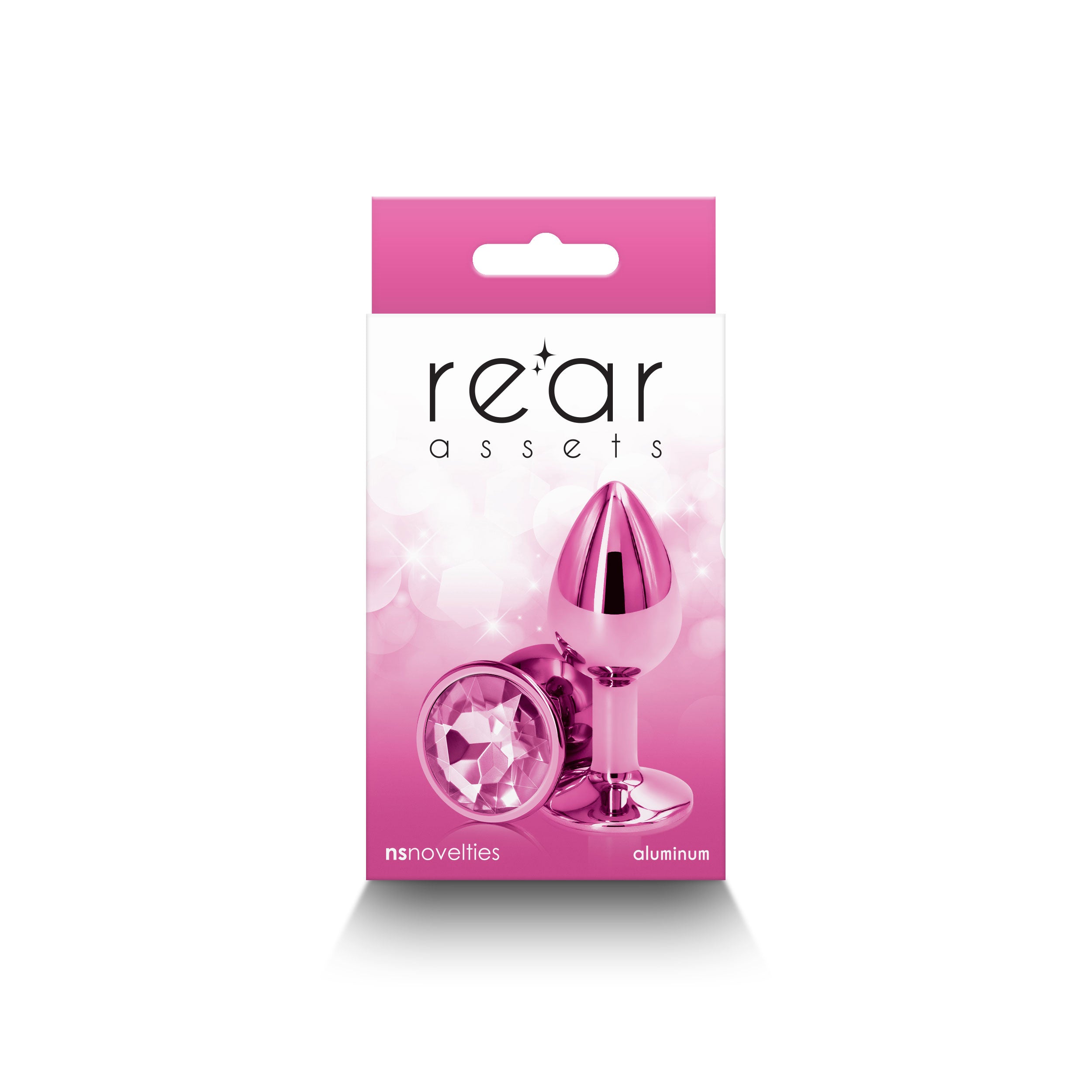 Rear Assets - Small - Pink - 7.1 cm Small Metal Butt Plug with Round Gem Base > Anal Range > Jewel Butt Plugs