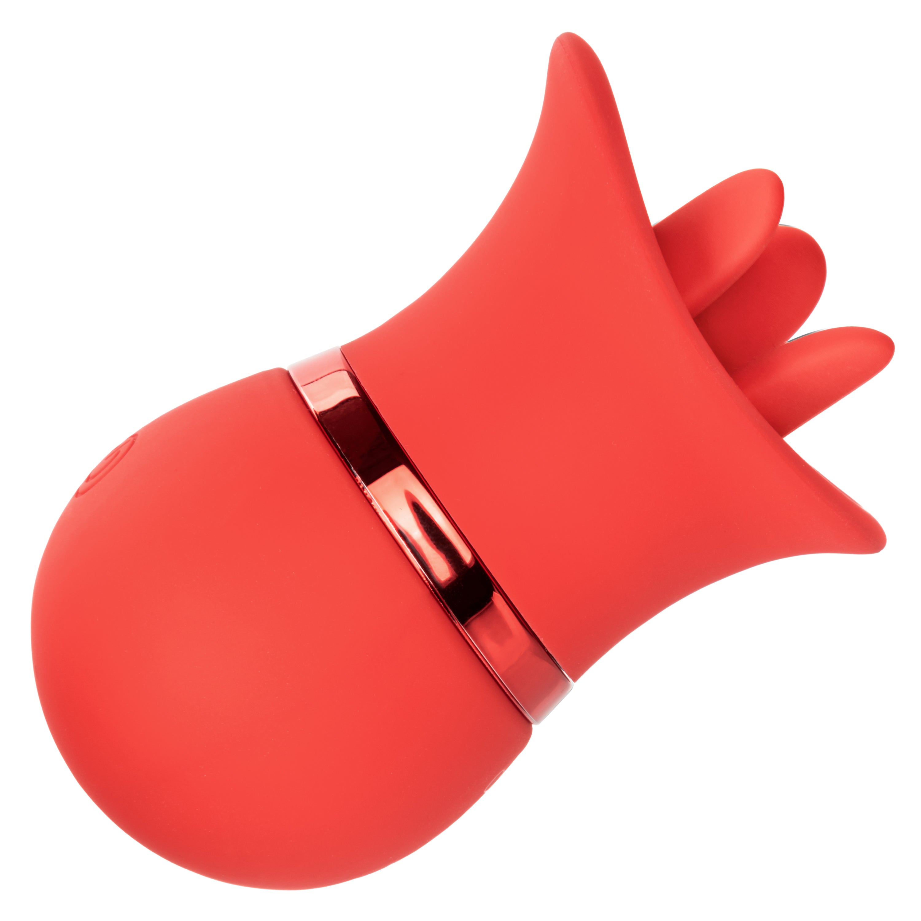 French Kiss Suck and Play Interchangeable Set Red Silicone Mini Massager with 12 Vibration and Suction Functions Suction Stimulator
