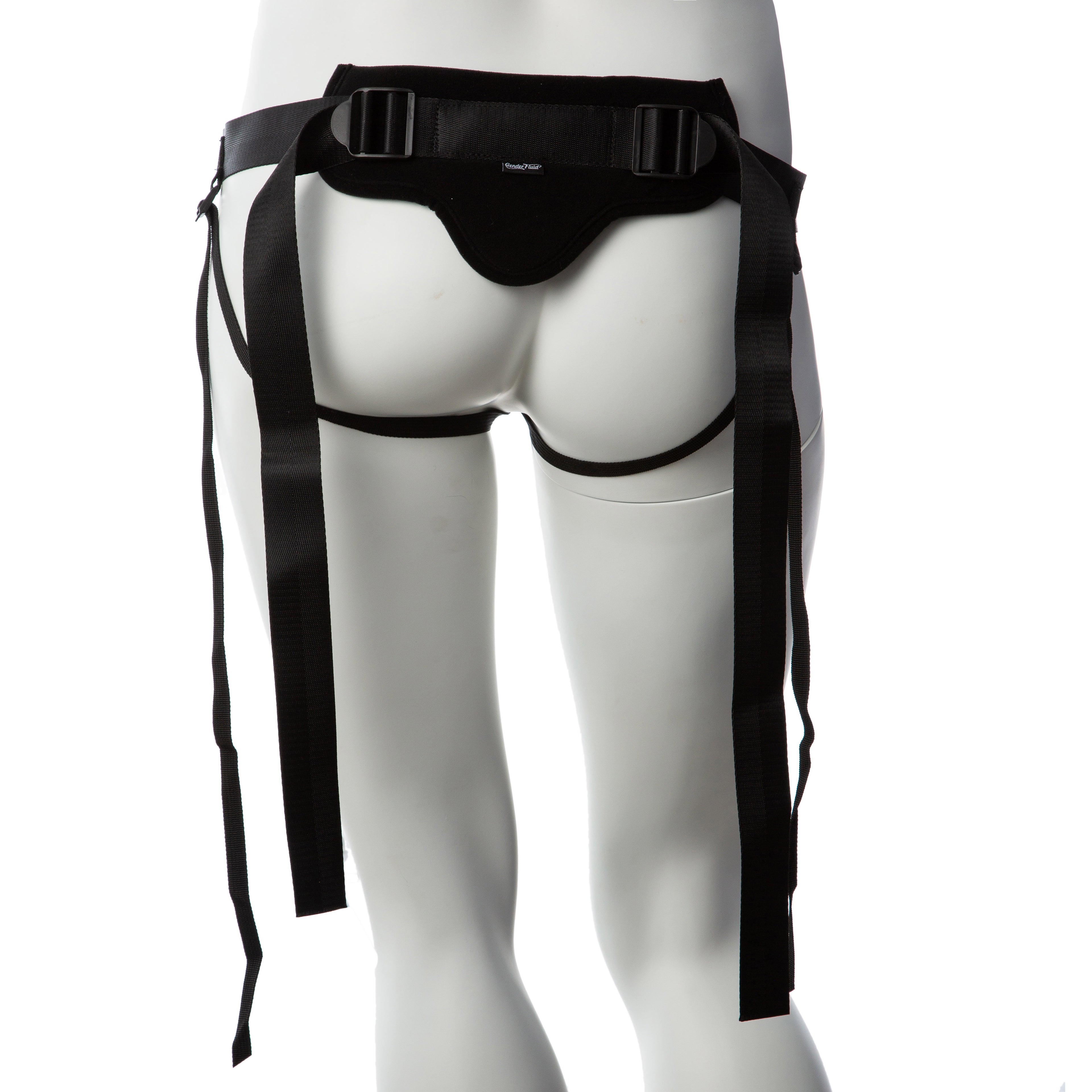 Gender Fluid Skylar Strap-On Harness One Size Black with Adjustable Nylon Straps and Padded Comfort > Dildos > Strap On Harnesses