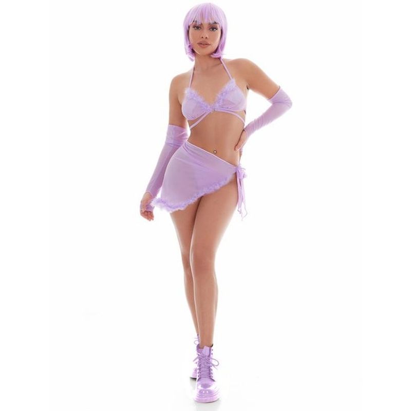 Feeling Fuzzy Lilac Festival Set with Pasties and Sarong Tie Skirt > Clothes > Plus Size Lingerie Main image
