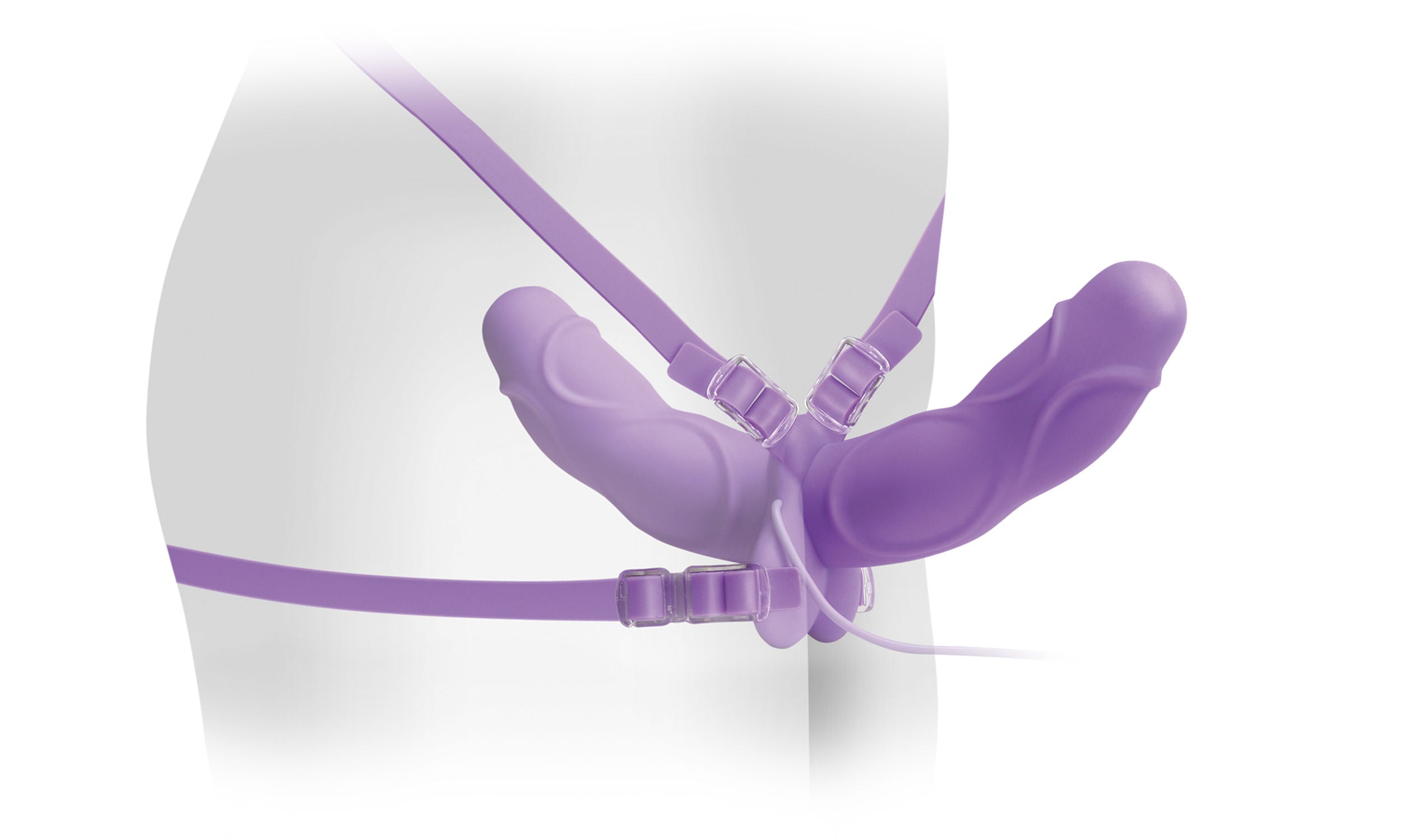 Fetish Fantasy Elite Vibrating Double Delight Strap-On Purple Harnesses & Strap-Ons