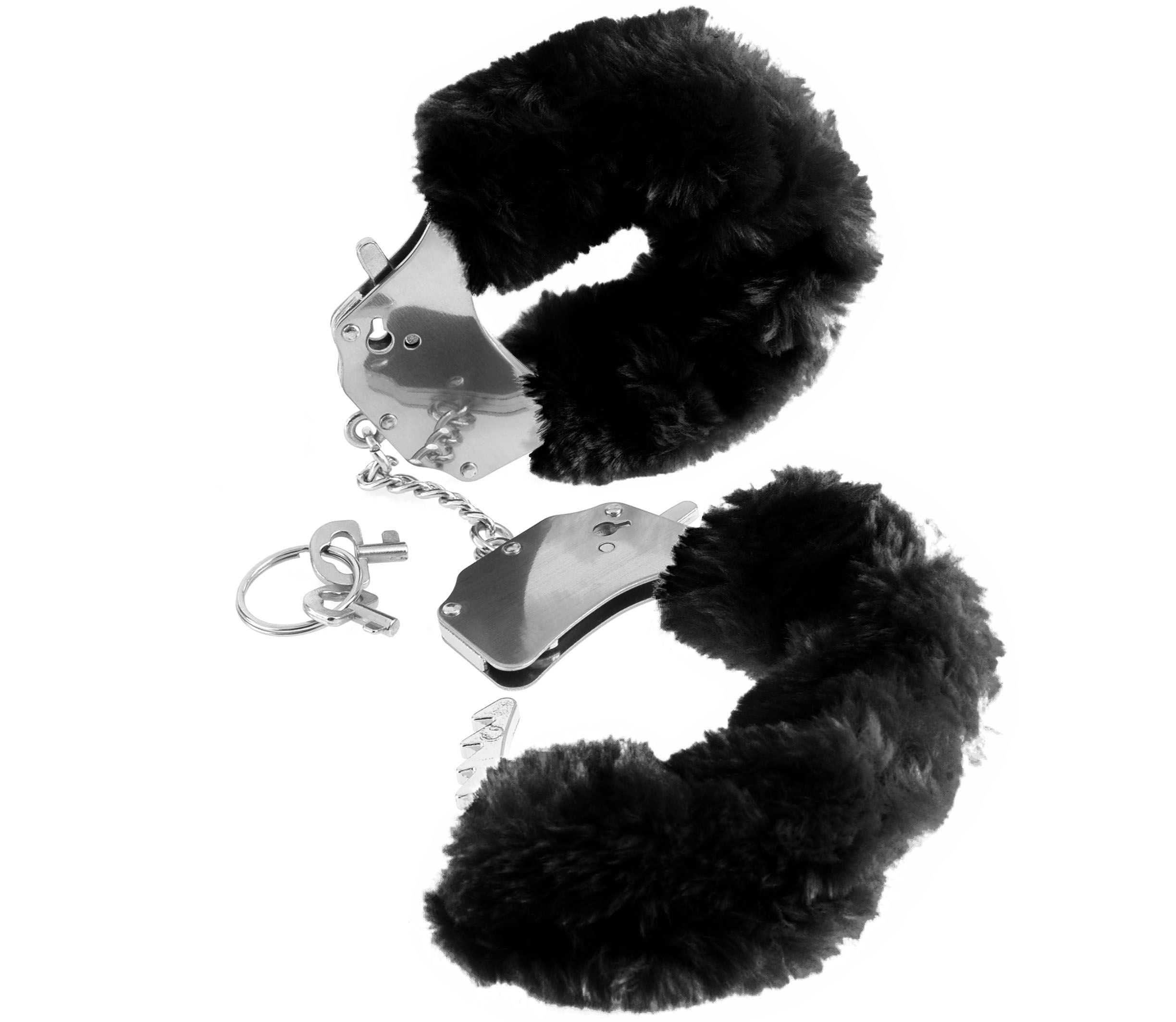 Fetish Fantasy Series Black Furry Handcuffs with Locking Mechanism > Bondage Gear > Restraints