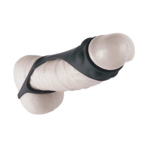 Nasstoys Enhancer Textured Cock Strap and Ball Stretcher Black – Silicone Cock Strap COCK RINGS Sling