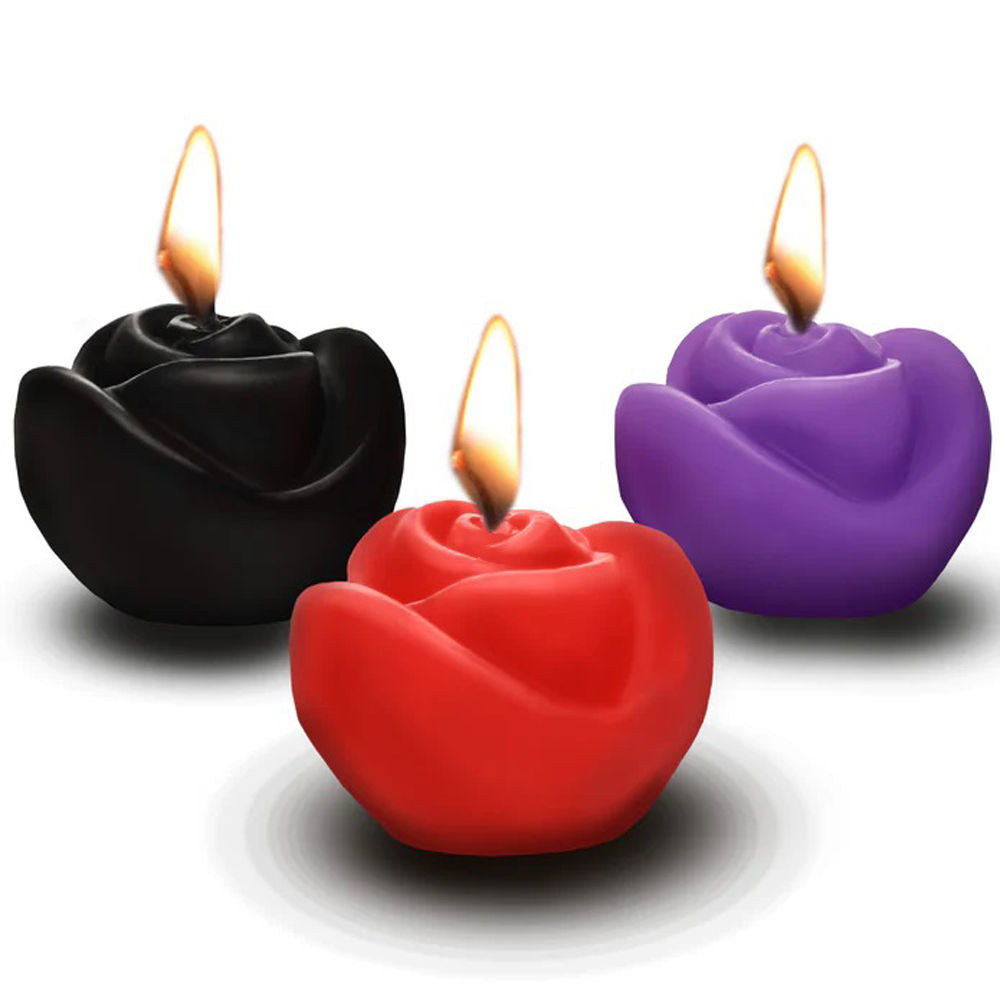 Fire Garden 3-Piece Rose Massage Candle Set Black Purple Red Massage Gift Set