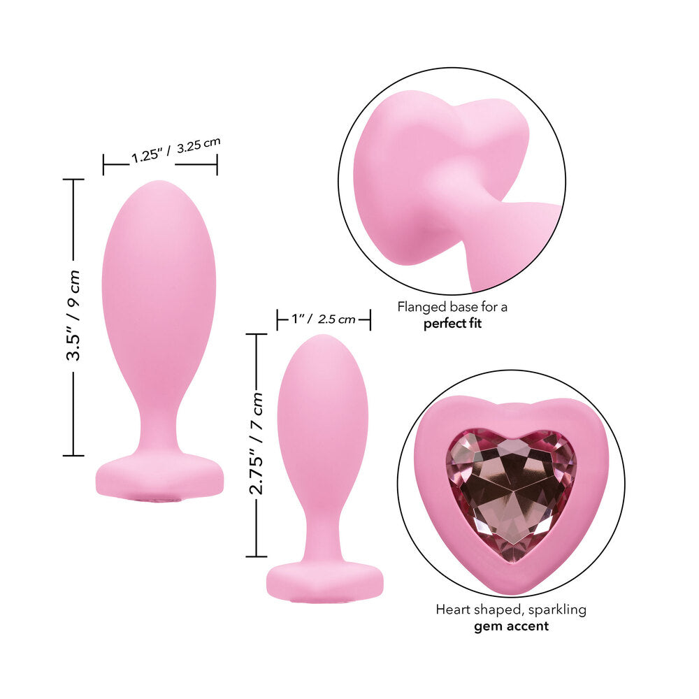 First Time Crystal Booty Duo (Heart-Shaped Crystals) – Decorative Butt Plugs > Anal Range > Butt Plug Kits