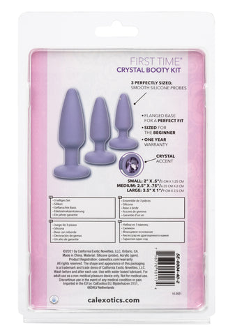 First Time Crystal Booty Kit Purple 3 Graduated Silicone Anal Plugs with Crystal Base