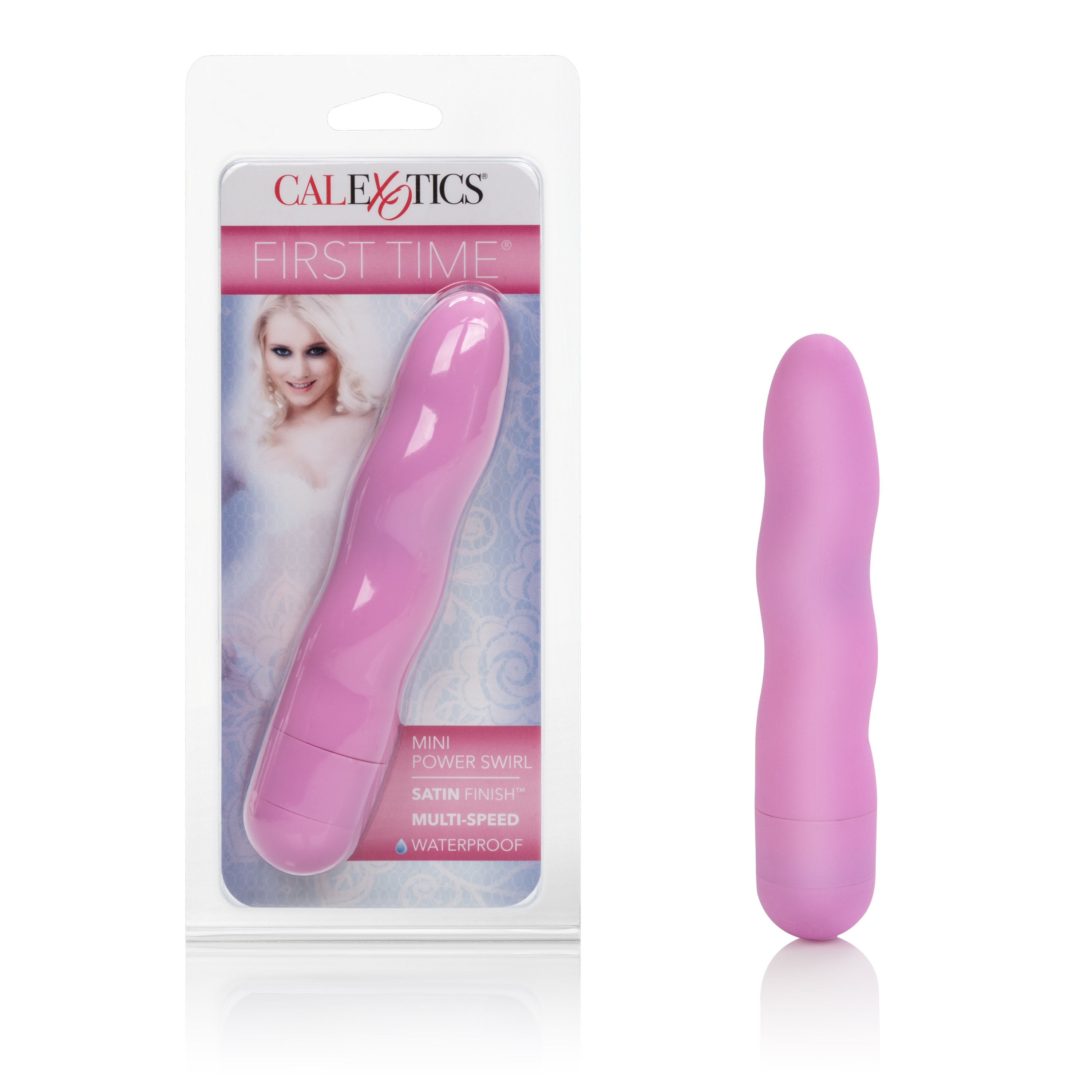 First Time Mini Power Swirl Pink Satin Finish Waterproof Intimate Stimulator 4.5 Inch BULLETS