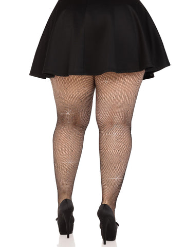 Leg Avenue Colby Rhinestone Fishnet Tights (Black) – Curvy Tights Lingerie & Sexy Apparel