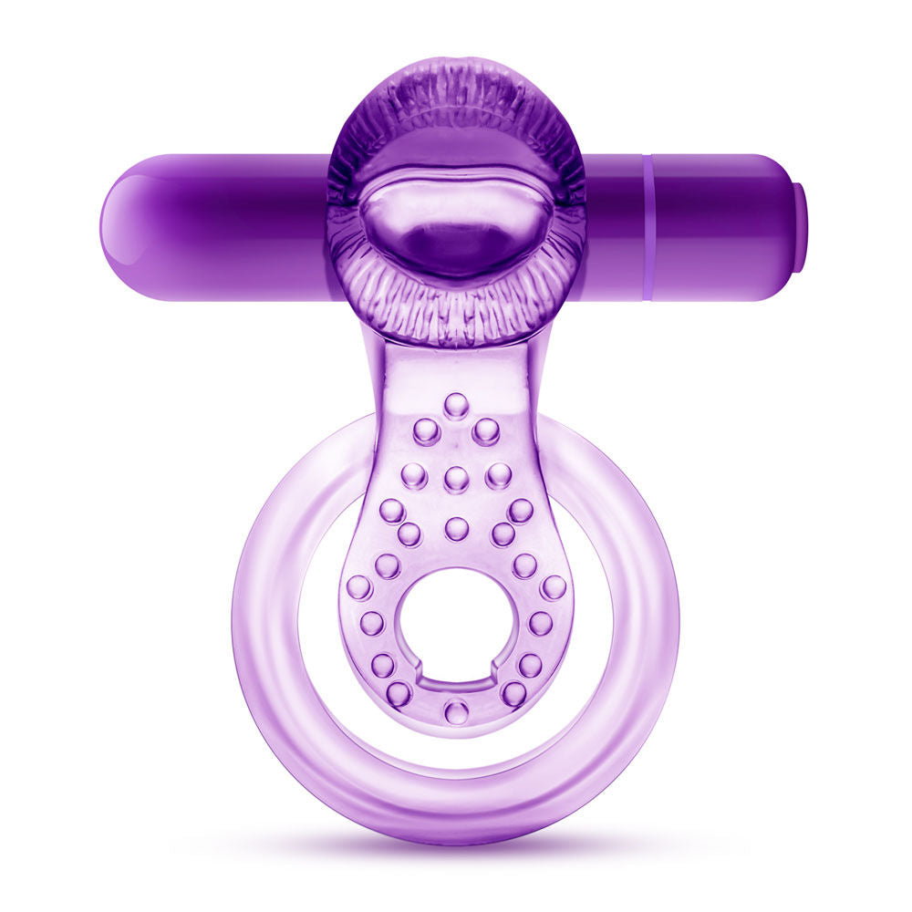 Vibrating Double Strap Cockring in Purple for Intimate Play Cock Rings Vibrating