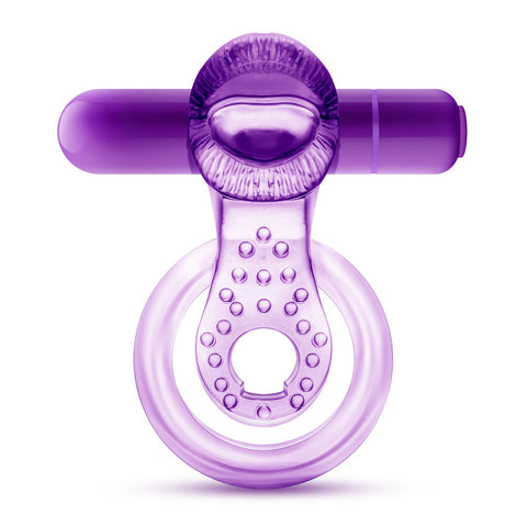 Vibrating Double Strap Cockring in Purple for Intimate Play Cock Rings Vibrating
